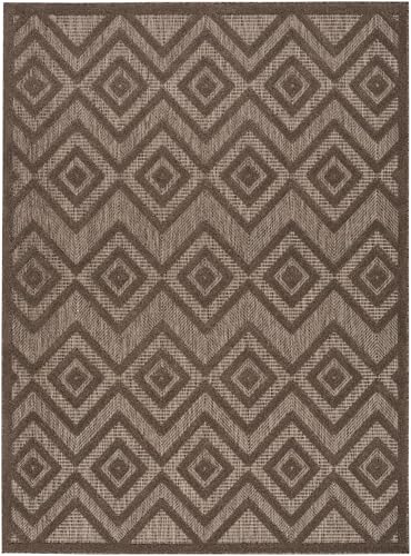 Nourison Home Versatile Brown 6' x 9' Area Rug - Easy Clean, Non Shedding, Bed Room, Living Room, Dining Room, Kitchen (6' x 9') - color: Brown, size: 6' x 9' (Rectangular)