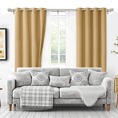 KAMANINA Double Curtain Rod 36 to 72 Inch, Adjustable Rods, Champagne Gold - color: Champagne Gold, size: 36-72"