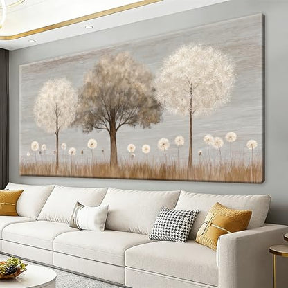 Grey Dandelion Wall Art Prints 20"x40" Tree Of Life Wall Art For Bedroom - color: IU1A, size: 40"L x 20"W