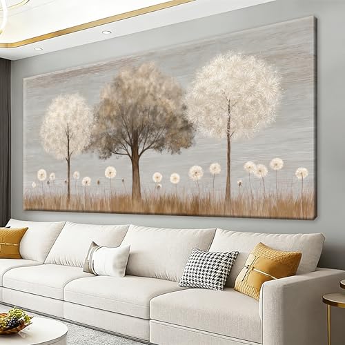 Grey Dandelion Wall Art Prints 20"x40" Tree Of Life Wall Art For Bedroom - color: IU1A, size: 40"L x 20"W
