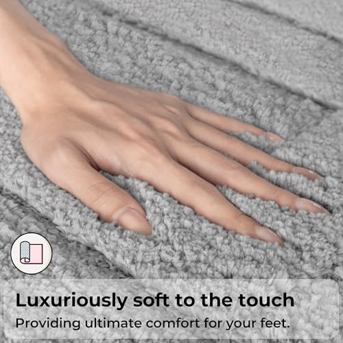 GRANNY SAYS Grey Bathroom Rugs Set 3 Piece, Soft Microfiber Bath Mats - color: Grey, size: 1'8" x 2'8" (24" x 16" + 32" x 20"+U-Shaped)