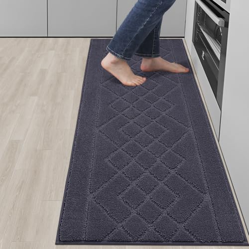 BEQHAUSE Kitchen Runner Rug Non Slip Kitchen Rugs, 20" x 59", Dark Grey - color: Dark Grey, size: 20" X 59"