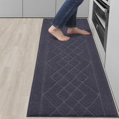 BEQHAUSE Kitchen Runner Rug Non Slip Kitchen Rugs, 20" x 59", Dark Grey - color: Dark Grey, size: 20" X 59"