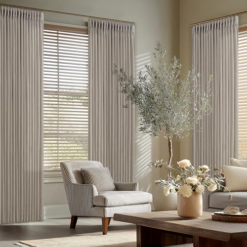 Extra Long Semi Sheer Linen Pleat Curtains Burlywood Birch 126 Inch Long - color: Burlywood Birch, size: 50"W x 126"L (Pack of 2)