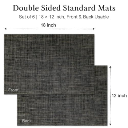 HOOMIL Placemats Set of 6, Heat Resistant, Black - color: Black, size: Set of 6