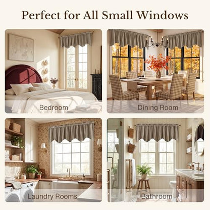 StangH Camel Beige Scalloped Valance Curtains 52x18 Inch, 1 Panel - color: Camel Beige, size: 52"W x 18"L (Pack of 1)