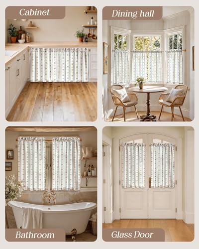 Miss Adola 45 Inch Length Kitchen Tier Curtains, Blue Striped - color: Blue Striped, size: 28"W x 45"L (Pack of 2)