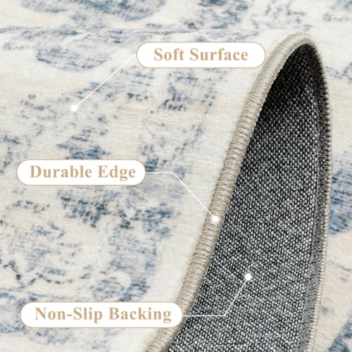 Washable Neutral Blue Kitchen Runner Rug Set of 3 - color: Neutral | Blue, size: 20"x32"+20"x48"+20"x59"