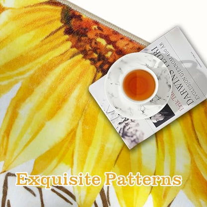 AooHHooA Sunflower Runner Rug 2x8 Non-Slip Washable Yellow - color: Sunflower-1, size: 2' x 8' (Runner)