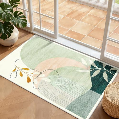 MUJOO 2x3 Washable Rug Small Area Rugs Non Slip Mid Century Modern - color: Green（modern）, size: 2' x 3' (Rectangular)