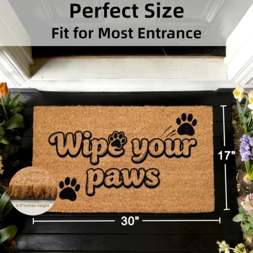 Natural Coco Coir Welcome Doormat 17x30 Wipe Your Paws Dog Door Mat - color: Wipe Your Paws