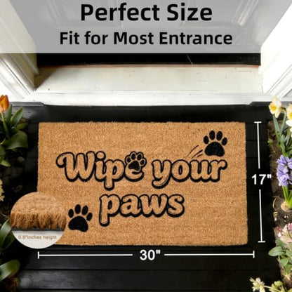 Natural Coco Coir Welcome Doormat 17x30 Wipe Your Paws Dog Door Mat - color: Wipe Your Paws