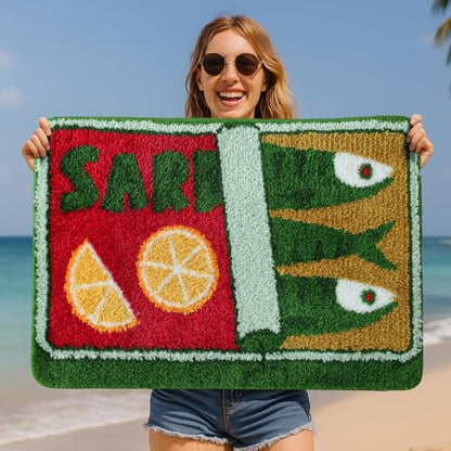 TRUEDAYS Sardine Bath Mat, Cute Bath Mat for Bathroom 20x30 Inch, Green - color: Green, size: 20x30 inches (Rectangular)