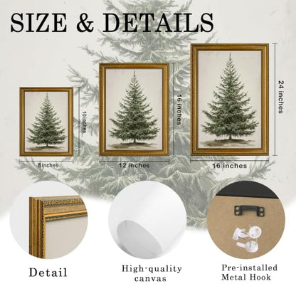 AVECCO Christmas Tree Pine Botanical Wall Art Canvas Framed 8x10 inch - color: Christmas Tree, size: 10"L x 8"W