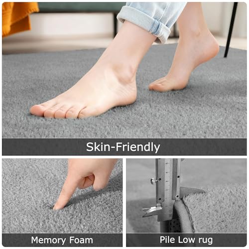 Keeko 2x6 Area Rugs for Living Room,Soft Washable Memory Foam Bedroom Rug - color: Grey, size: 2' X 6' (Rectangular)