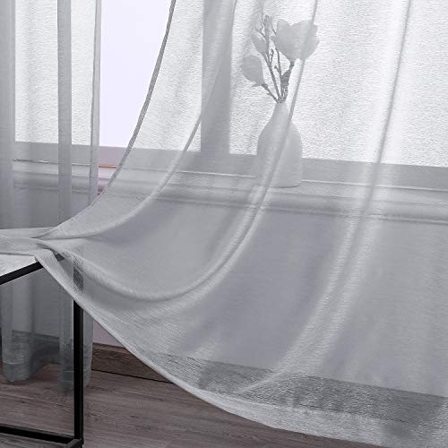 DONREN Luxury Soft Sheer Curtains for Bedroom - 72 Inch Length Grommet Sheer Curtains for Living Room,2 Panels,Grey - color: Grey, size: 52"W x 72"L (Pack of 2)