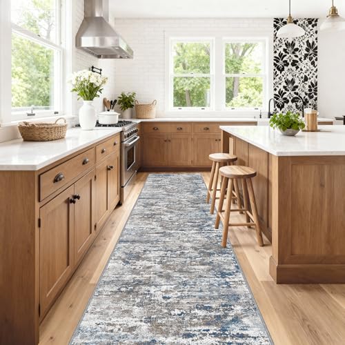 Long Hallway Runner Rug 2.6x12ft Textured Non Slip for Dogs,Multi - color: Abstract-multi, size: 2'7" x 12' (Runner)