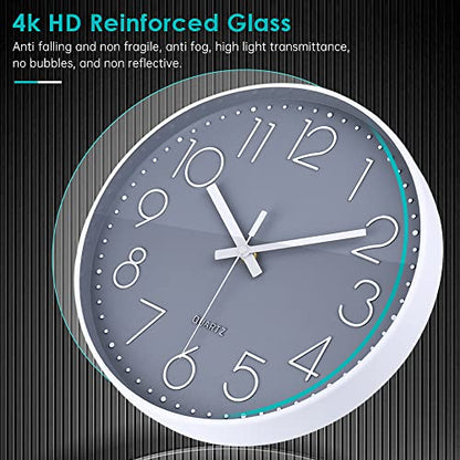 jomparis 10 Inch Gray Wall Clock Battery Operated Silent & Non-Ticking Wall Clock for Home,Bathroom,Bedroom,Kitchen - color: 1 Pack - Gray, size: 10 Inch