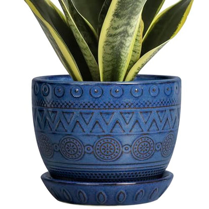 G EPGardening Pot for Plants, 5 Inch Ceramic Planter, Blue - color: Triangle Blue