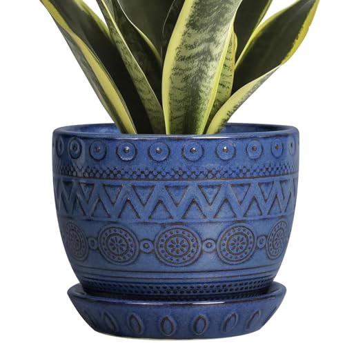 G EPGardening Pot for Plants, 5 Inch Ceramic Planter, Blue - color: Triangle Blue