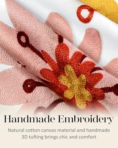 Embroidered Throw Pillow Cover, 18x18 Inch, Bold Floral - color: Artistic Flowers, size: 18" x 18" (Pack of 1)