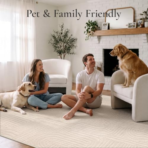 GENIMO Soft 2x10 Runner Rug Non Slip for Hallway, Washable 3D High Low Pile - color: Arch Beige, size: 2' x 10' (Rectangular)