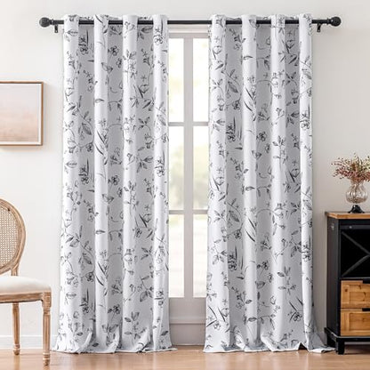 ChrisDowa 100% Blackout Floral Curtains 108 Inches Long 2 Panels,Black - color: Black, size: 52"W x 108"L (Pack of 2)