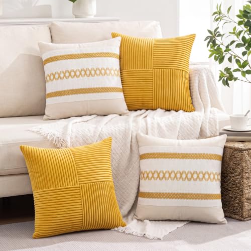 Gilprop 4 Pcs Mustard Yellow Decorative Throw Pillow Covers 18x18 - color: Mustard Yellow, size: 18" x 18" (Pack of 4)