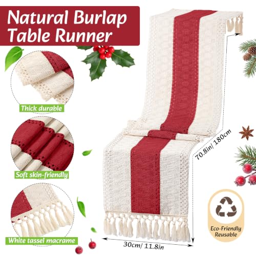 Boho Table Runner and Placemats Set, 6 Sets, Red B, 12x72 - color: Red B, size: 12x72"