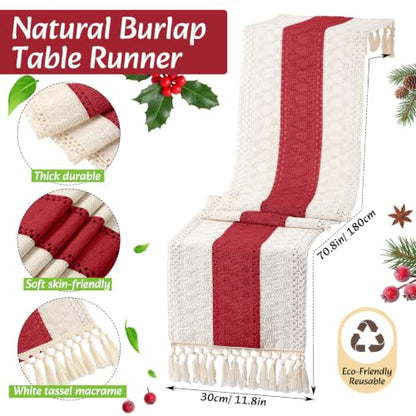Boho Table Runner and Placemats Set, 6 Sets, Red B, 12x72 - color: Red B, size: 12x72"