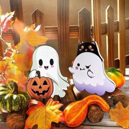 Cute Ghost Halloween Decor Set, Wooden Tiered Tray Decor Table Sign Set of 3, Halloween Decor, Kitchen Room Decor, Holiday Gift - style: Cute