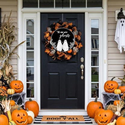 Gothic Decoration, Funny Couple 'Till We are Ghosts Wooden Hanging Sign - color: Black-ghost