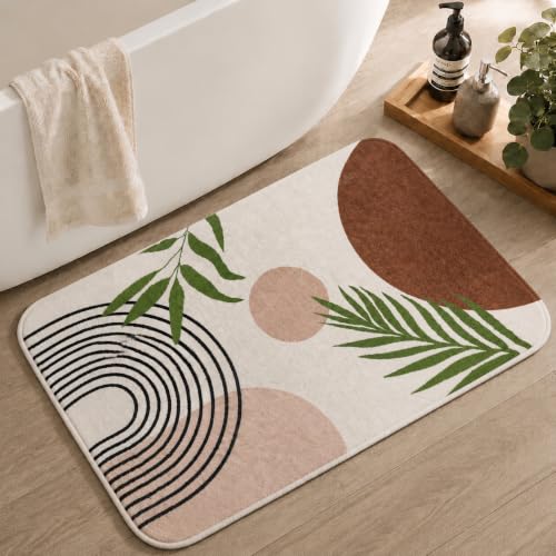 Bathroom Rugs Non-Slip Boho Bath Mat, Small Cute Bath Mat Soft Washable Bath Rug for Bathtub Boho Bathroom Decor - color: Brown, size: 1'5" x 2'3" (Rectangular)