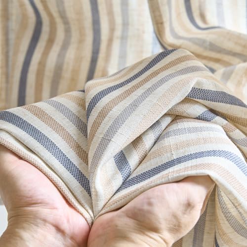 jinchan Linen Curtains 84 inch Blue Stripe for Kids Room Grommet 2 Panels - color: Multi Blue on Linen, size: 50"W x 84"L (Pack of 2)