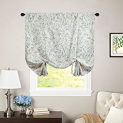VOGOL Country Leaf Print Balloon Shade, 42 x 63, 1 Panel, Green - color: Green, size: 42"W x 63"L (Pack of 1)