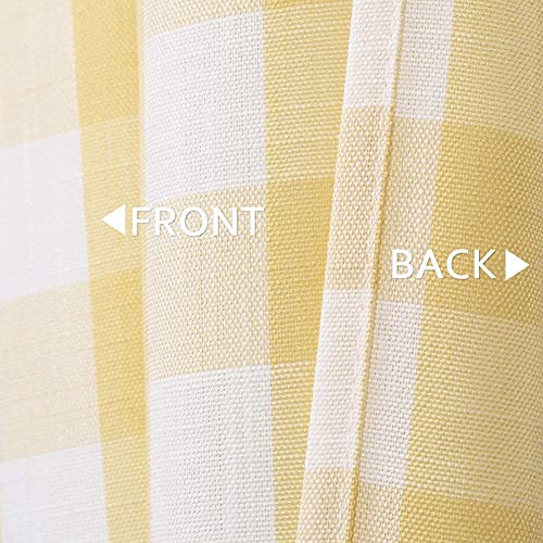 Amzdecor Yellow White Buffalo Plaid Valance Semi Sheer Cafe Curtain 55"x15" - color: Yellow/White