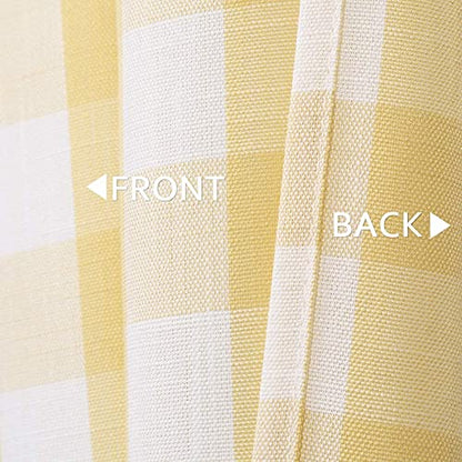 Amzdecor Yellow White Buffalo Plaid Valance Semi Sheer Cafe Curtain 55"x15" - color: Yellow/White