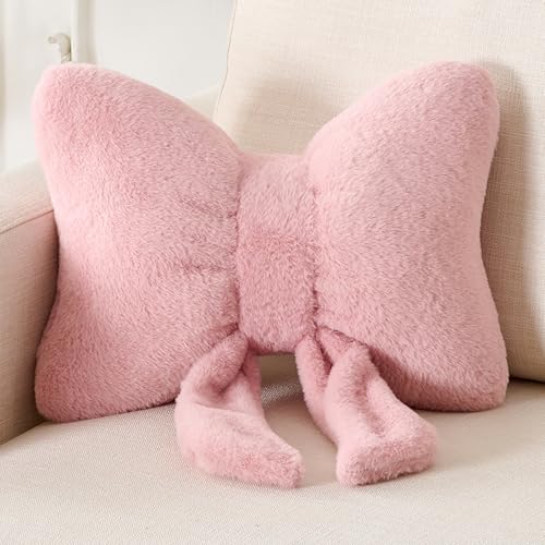 XIAIJIA Bow Pillow, Throw Pillows for Bed, Blush Pink Bow Pillows 12×9 in - color: Deep-pink, size: 12"X 9"