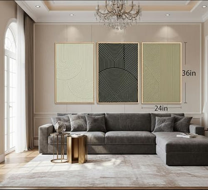 Framed-Large Texture Canvas Wall Art,Abstract Line Prints,24x36in - color: Abstract 2, size: 36L" x 24W"