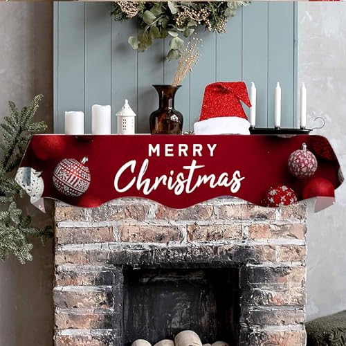 NYZE Christmas Mantel Scarf 60 x 17 Inch Fireplace Mantel Scarf Cover Decoration for Christmas Fireplace Scarf Shelf Top Runner Holiday Winter Home Decor - size: 60 x 17 in, style: Merry Christmas 3