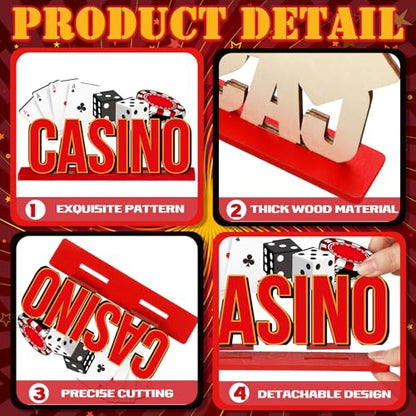CroBlissful 6 Pcs Casino Theme Party Decorations, Casino Wooden Table Decor - style: Casino