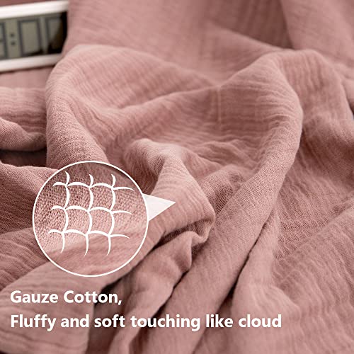 Simple&Opulence Cotton Muslin Throw Blanket for Bed, Couch, Knit Woven Gauze Blanket with Tassels, Soft Lightweight Cozy Pre-Washed Breathable Farmhouse Decoration for All-Season (Dusty Rose) - color: Dusty Rose