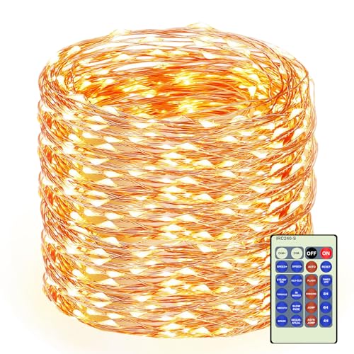 Decute 164FT 500LED Christmas Fairy String Lights Dimmable with Remote Control Copper Wire Starry Lights with UL Cerficated Decorative for Party Wedding Bedroom Christmas Tree Warm White - color: Warm White, size: 164 Feet