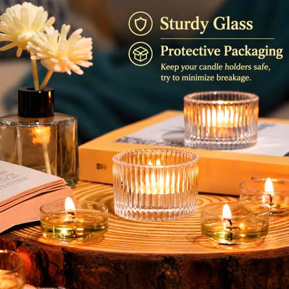 24 Pack Tea Light Candle Holders, Glass Clear Tealight Candle Holder - color: Clear, size: 1.3" x 2"