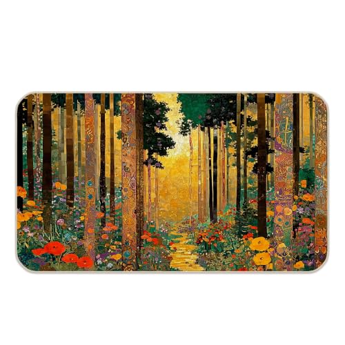 Gustav Klimt Floral Forest Door Mat Outdoor Entrance, 17x30 Inch - color: Woods