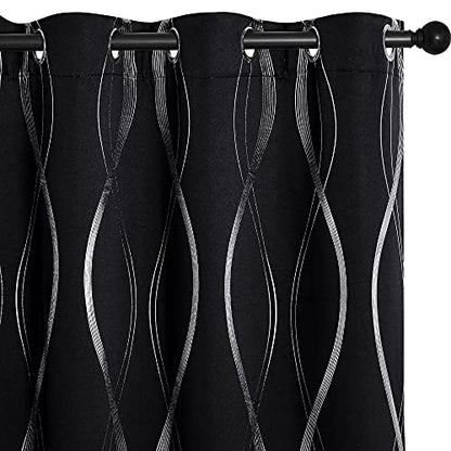 NICETOWN Blackout Curtain Panels 84 inches - Light Reducing Thermal Insulated Solid Grommet Blackout Curtains/Panels/Drapes for Living Room/Nursery/Kids Room (Set of 2, 34 inches Wide, Black) - color: 1 - Black, size: 34"W x 84"L (Pack of 2)