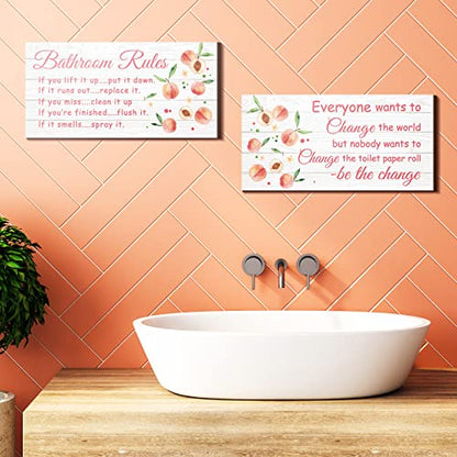Jetec 2 Pcs Funny Bathroom Signs Wall Decor Farmhouse,Peach Style - style: Peach Style