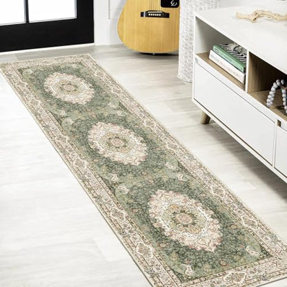 Washable Runner Rug 2'x8',Long Boho Green Rug Runners Non Slip - color: New Green, size: 2'x8'