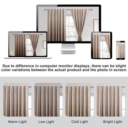 DWCN Brown Ombre Room Darkening Curtains 54 inch Length - Damask Patterned Back Tab Small Window Drapes with Tiebacks Thermal Insulted Curtains for Bedroom/Kitchen, 2 Panels, 52 x 54 Inch - color: Brown, size: 52"W x 54"L (Pack of 2)