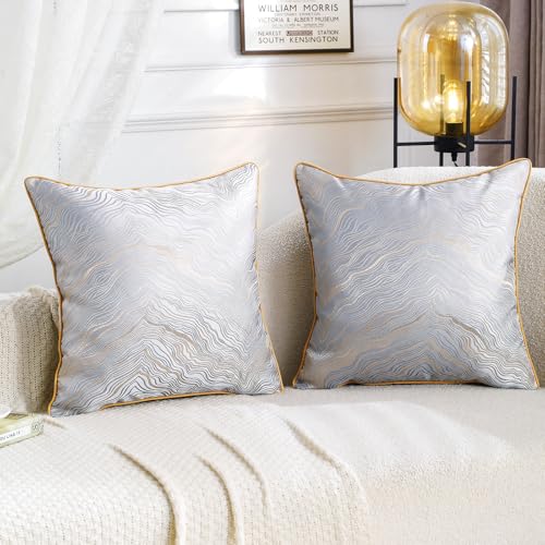 HPUK Jacquard Throw Pillow Covers 18x18 Inch, Soft Textured, Set of 2 - color: Hp-grey